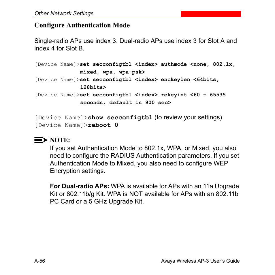 Configure authentication mode | Avaya Wireless AP-3 User Manual | Page 342 / 425