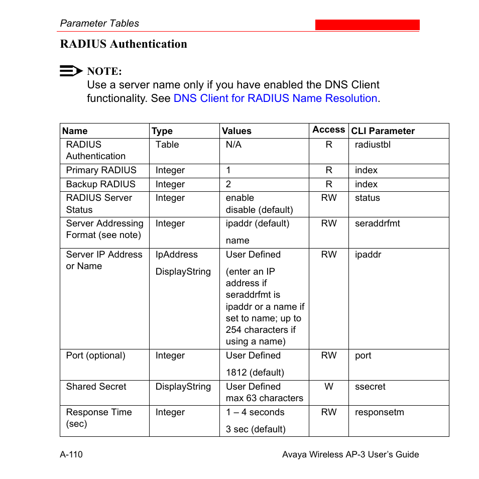 Radius authentication | Avaya Wireless AP-3 User Manual | Page 396 / 425