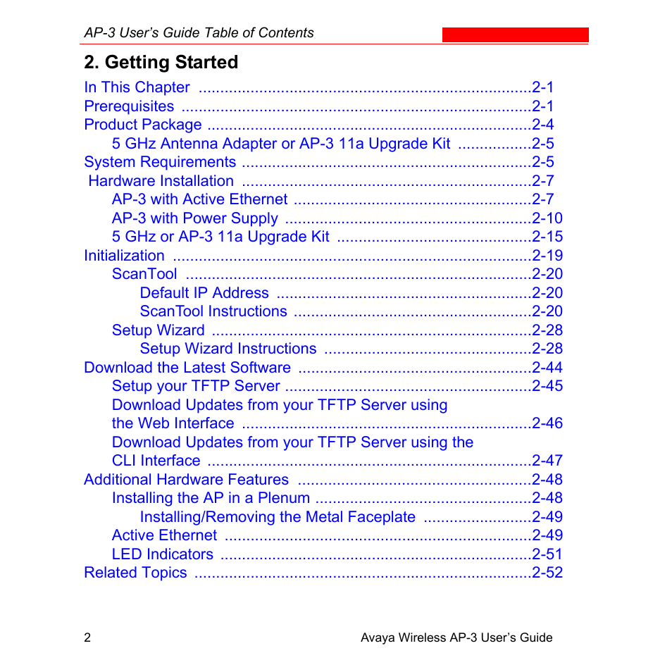 Getting started | Avaya Wireless AP-3 User Manual | Page 6 / 425