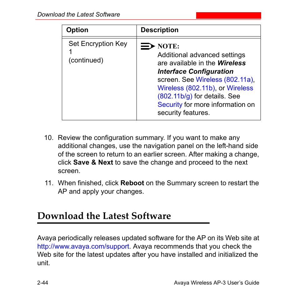 Download the latest software, Download the latest software -44 | Avaya Wireless AP-3 User Manual | Page 75 / 425