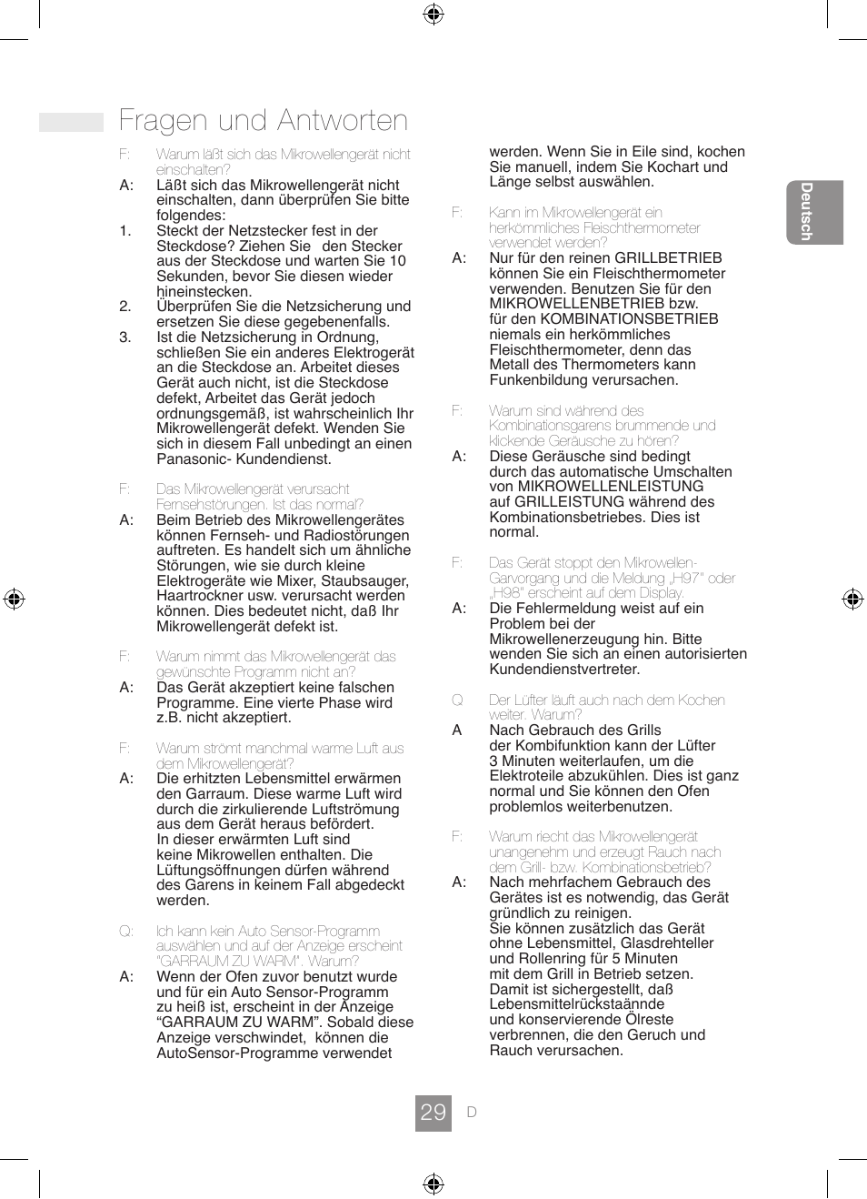 Fragen und antworten | Panasonic NNGD462M User Manual | Page 31 / 34