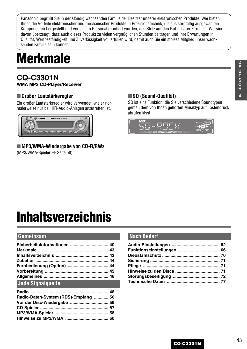 Panasonic CQC3301N User Manual | Page 5 / 42