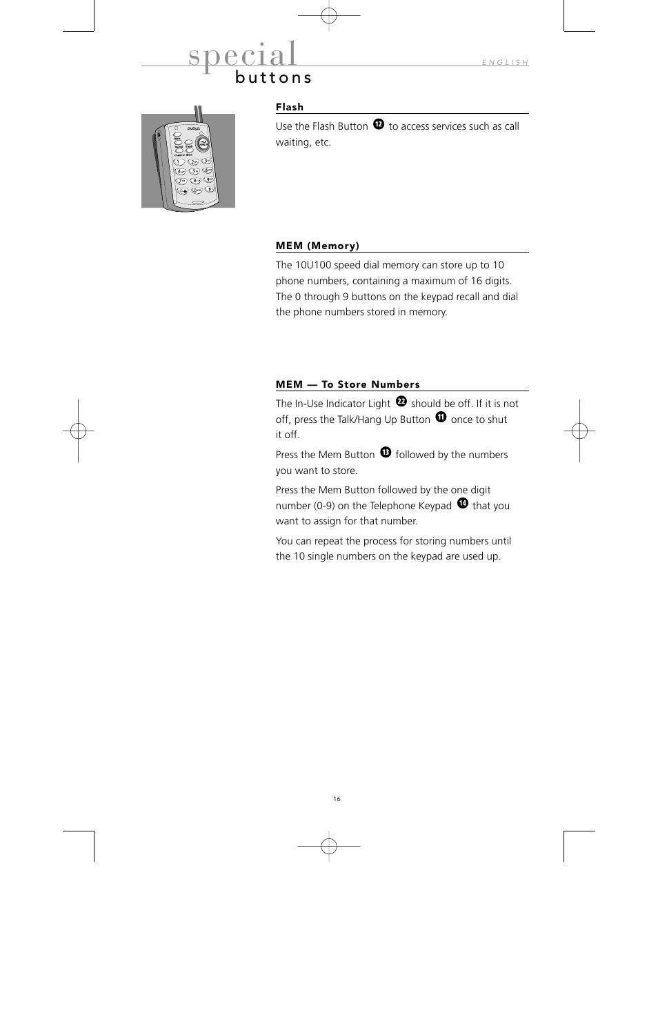 Special | Avaya 10U100 User Manual | Page 17 / 94