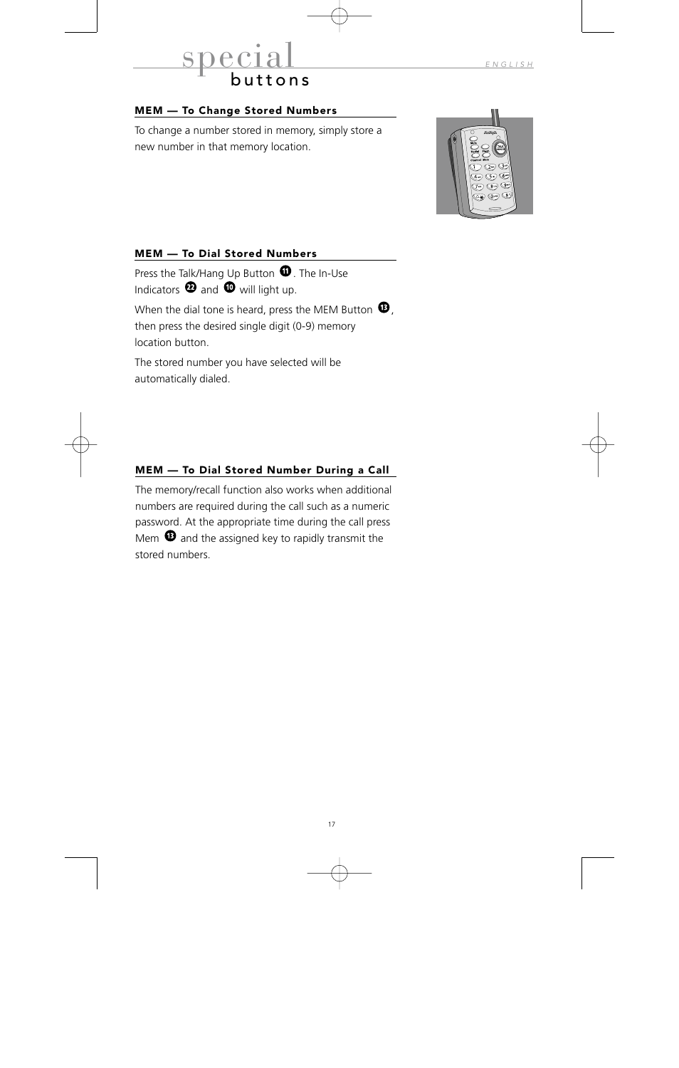 Special | Avaya 10U100 User Manual | Page 18 / 94