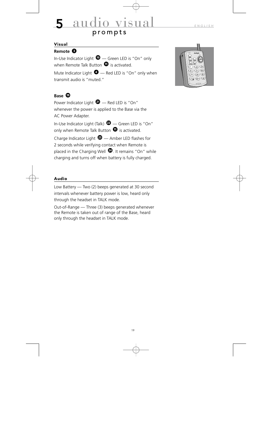 Audio visual | Avaya 10U100 User Manual | Page 20 / 94
