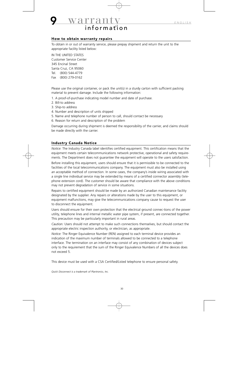 Warranty | Avaya 10U100 User Manual | Page 31 / 94