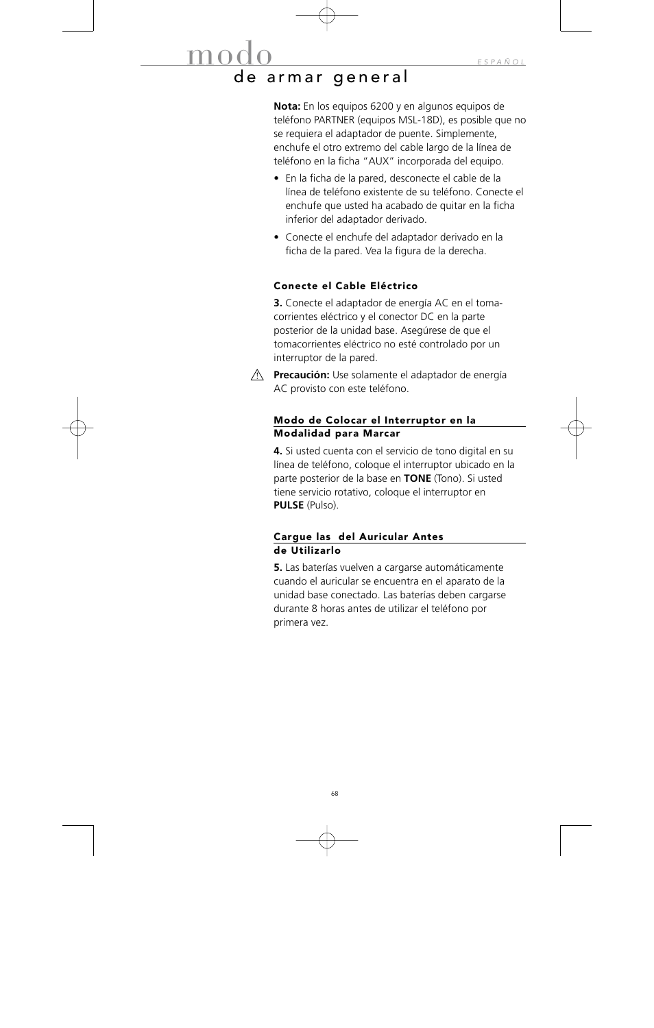 Modo | Avaya 10U100 User Manual | Page 69 / 94