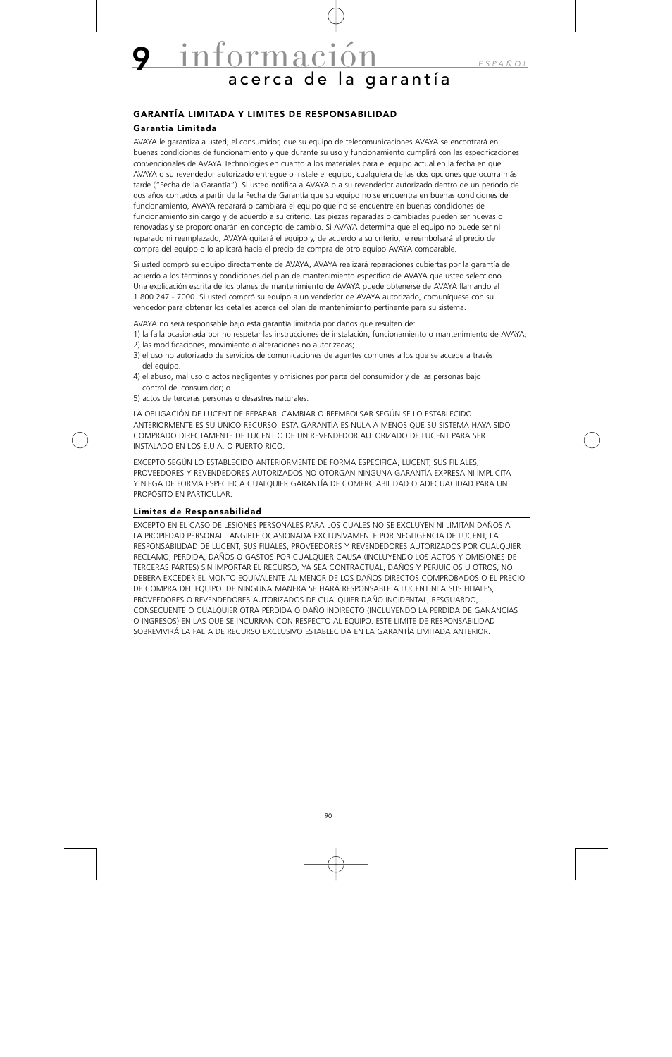 Información | Avaya 10U100 User Manual | Page 91 / 94