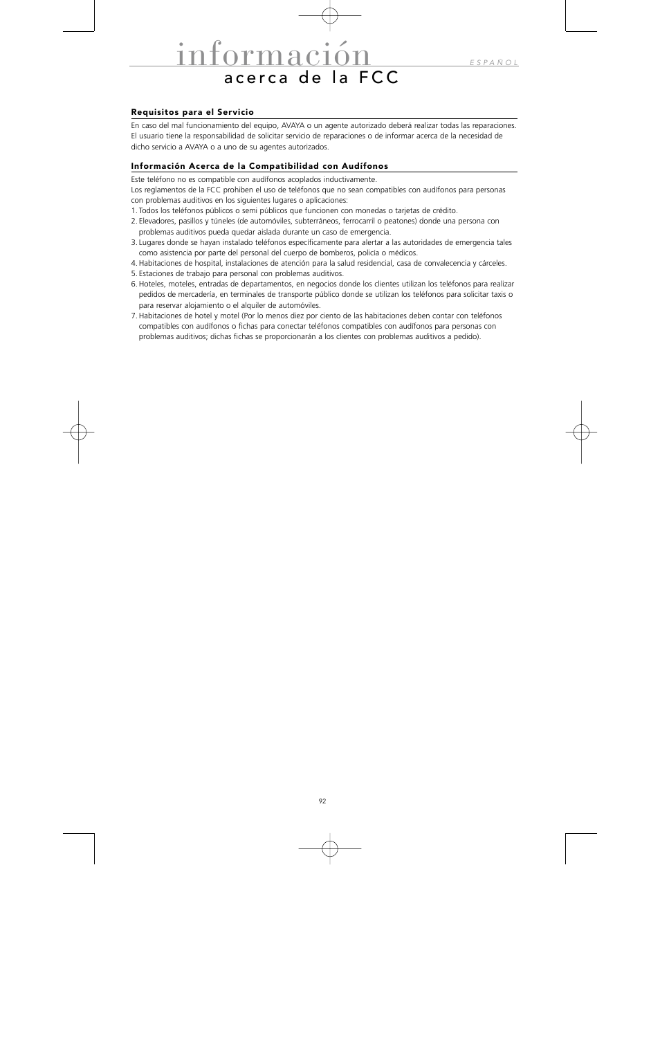 Información | Avaya 10U100 User Manual | Page 93 / 94
