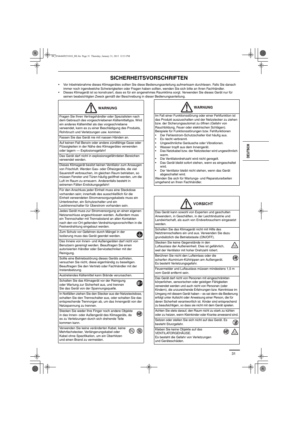 Sicherheitsvorschriften | Panasonic S224ME1E5A User Manual | Page 31 / 88