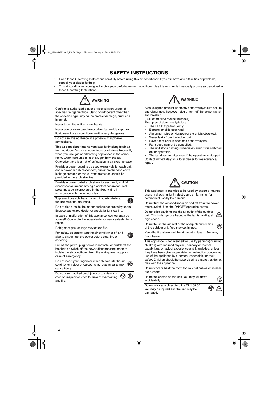 Safety instructions | Panasonic S224ME1E5A User Manual | Page 4 / 88