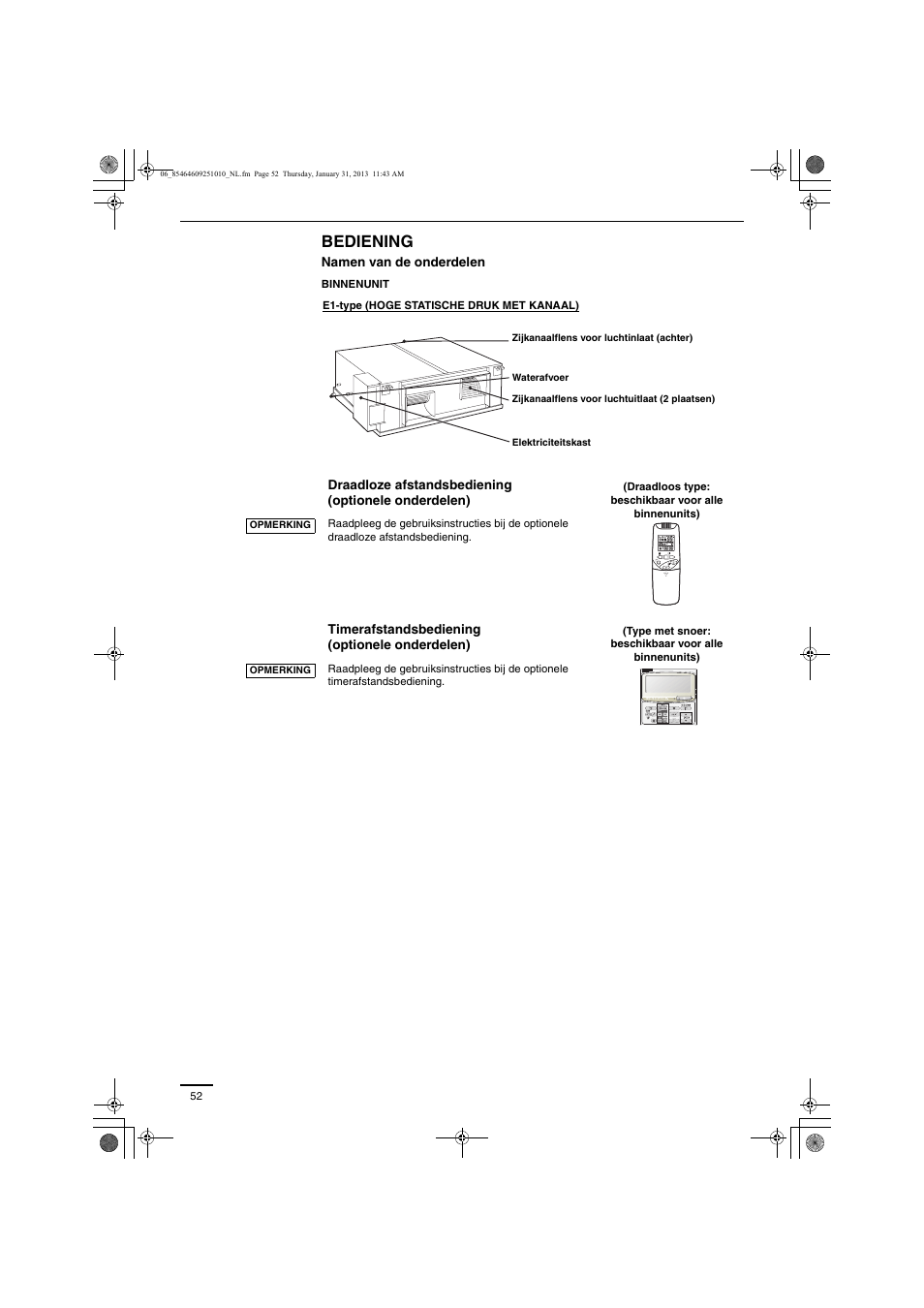 Bediening | Panasonic S224ME1E5A User Manual | Page 52 / 88