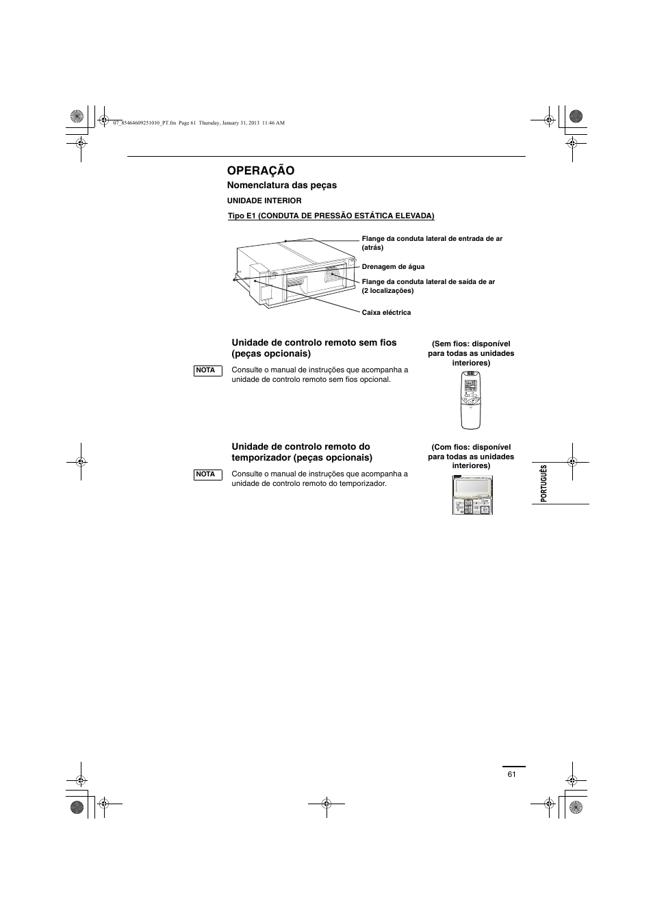 Operação | Panasonic S224ME1E5A User Manual | Page 61 / 88