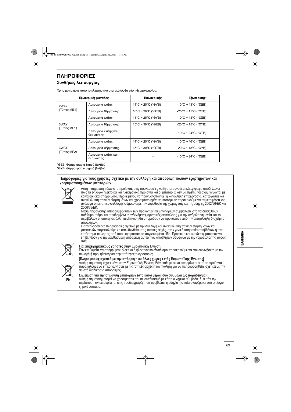 Πληροφοριεσ | Panasonic S224ME1E5A User Manual | Page 69 / 88