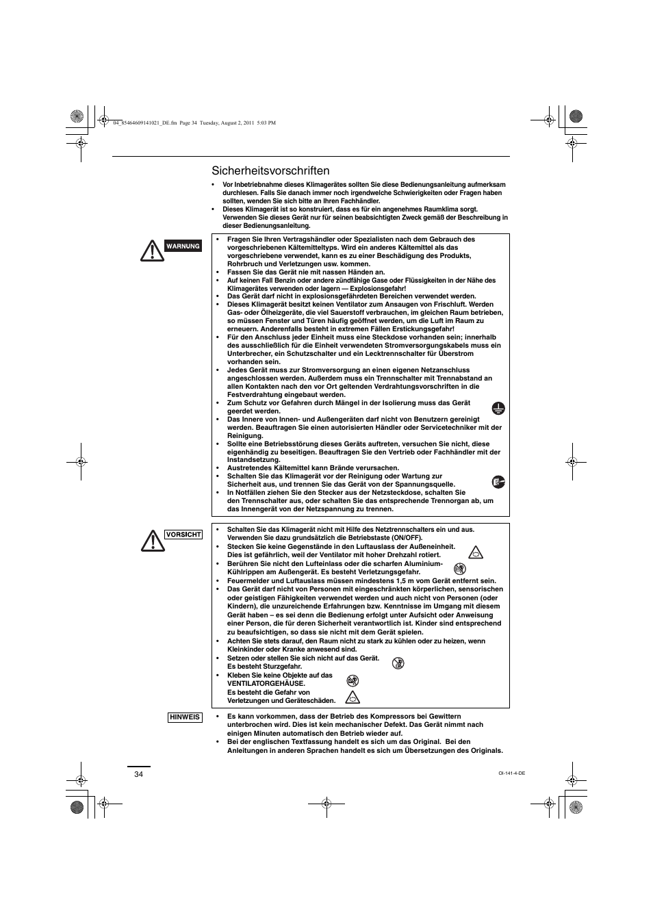 Sicherheitsvorschriften | Panasonic U5LE1E5 User Manual | Page 5 / 21