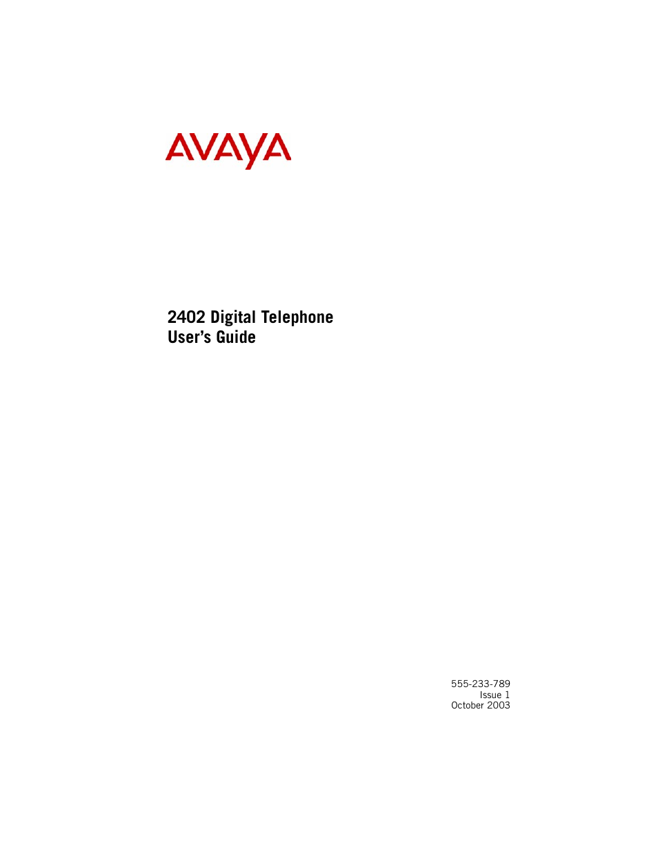 Avaya 2402 User Manual | 28 pages