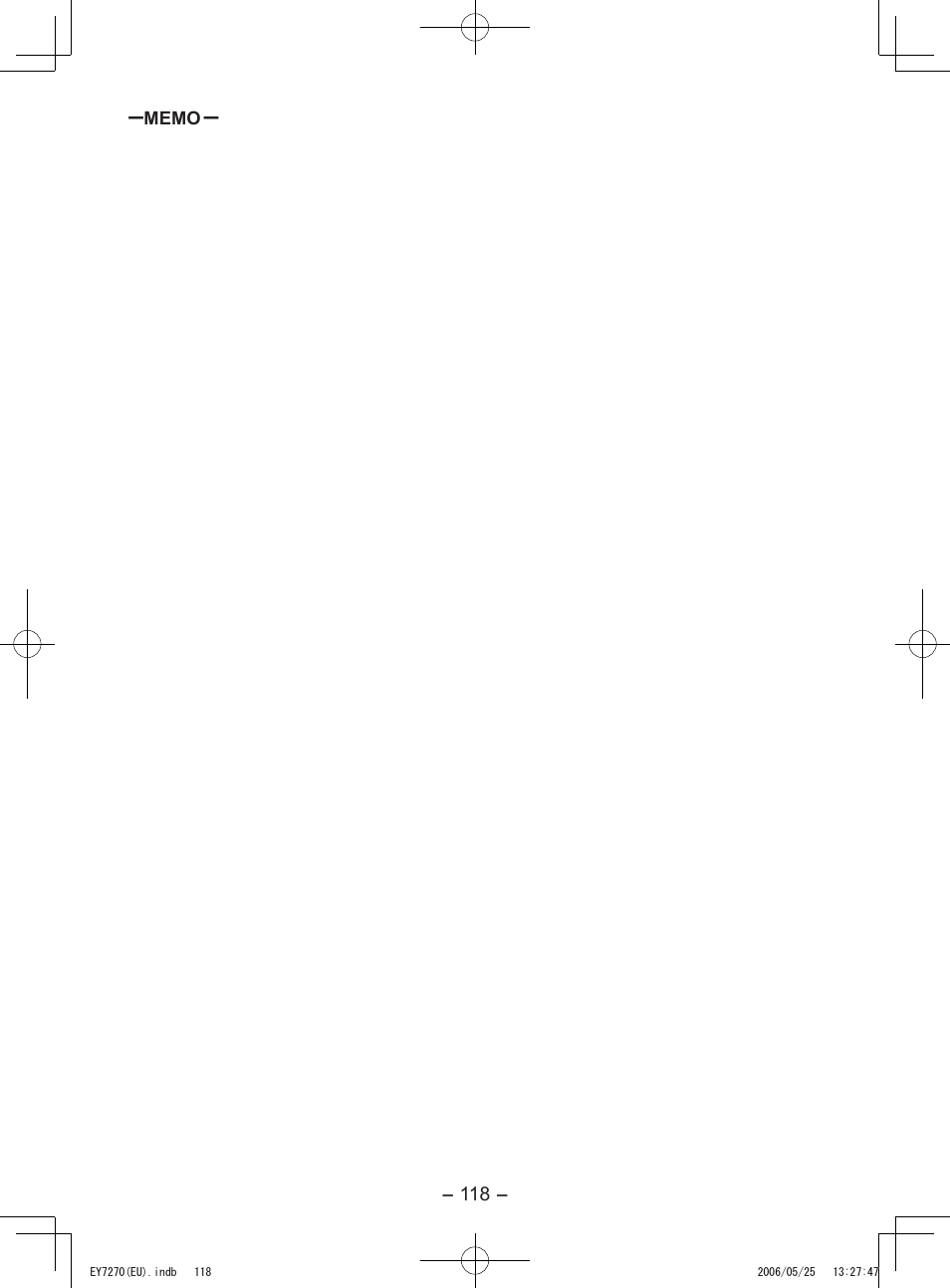 Panasonic EY7270 User Manual | Page 118 / 120