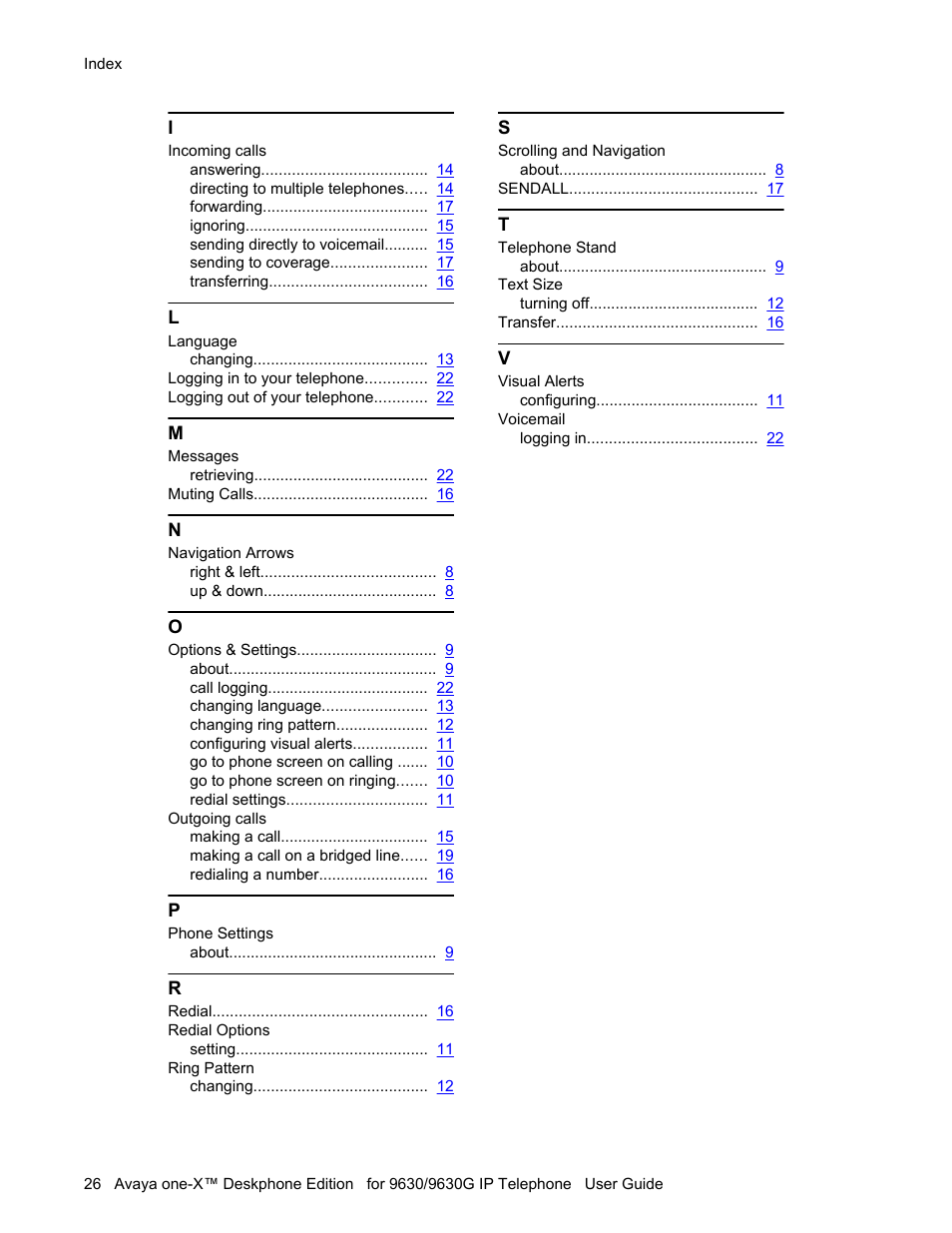 Avaya one-X User Manual | Page 26 / 26