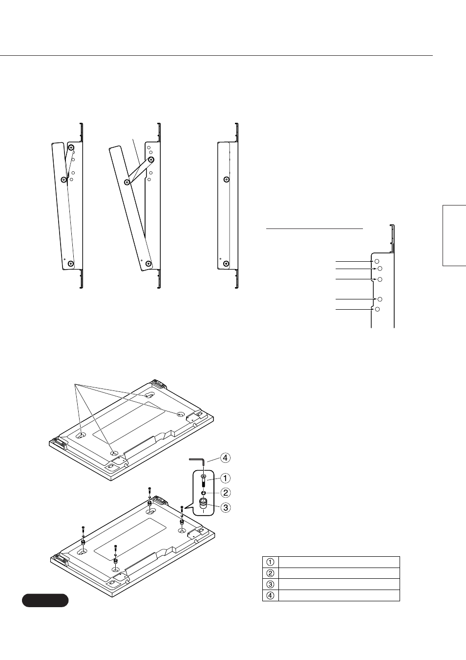 Hoekafstelling van de muurbevestigingssteun, Maak de plasmadisplay monitor gereed, Nederlands | Bevestig de isolatiestukken aan de display | Panasonic TYWK42PR7 User Manual | Page 17 / 58