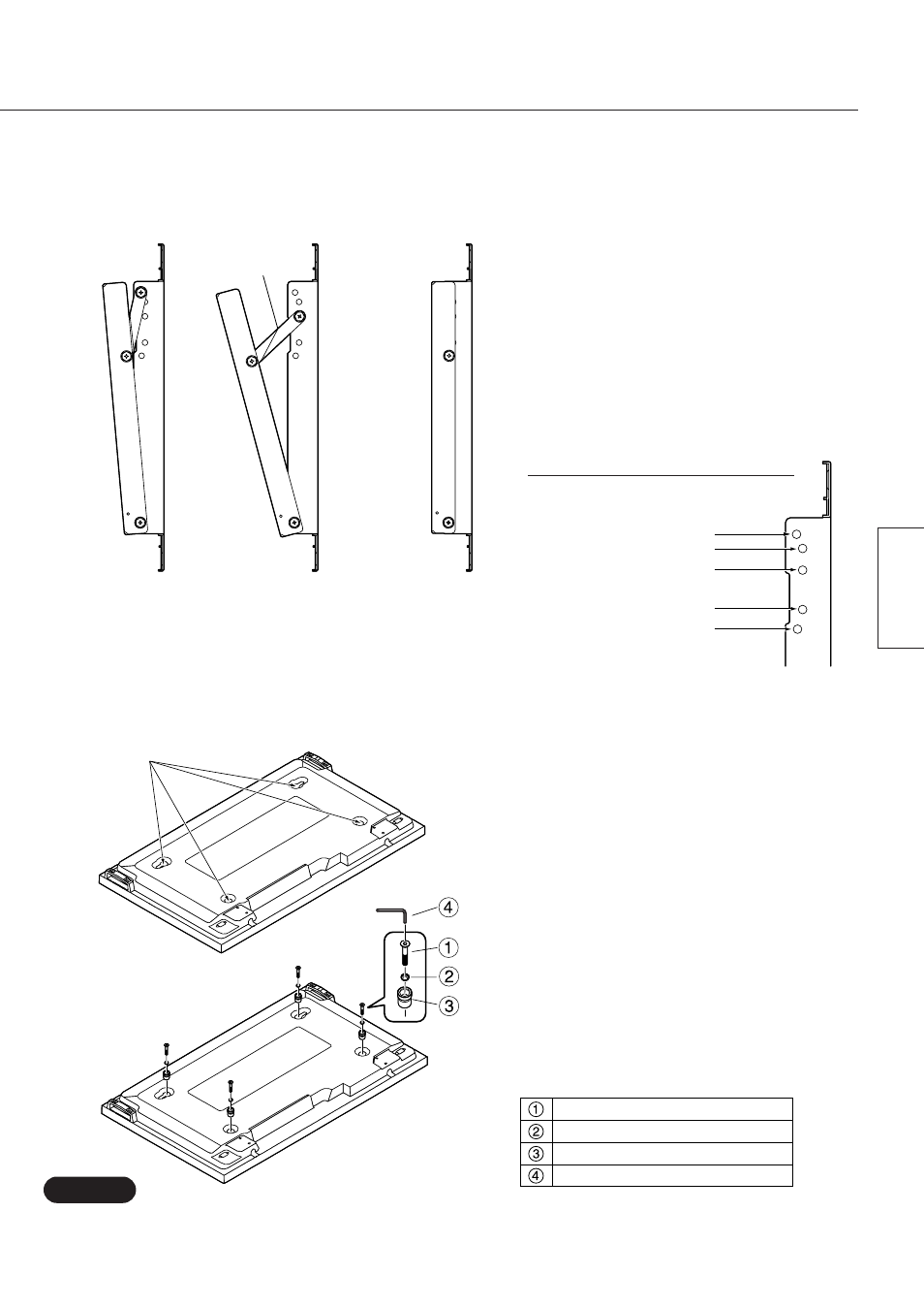 Preparare lo schermo al plasma, Italiano, Inserire i distanziatori isolanti nello schermo | Panasonic TYWK42PR7 User Manual | Page 23 / 58
