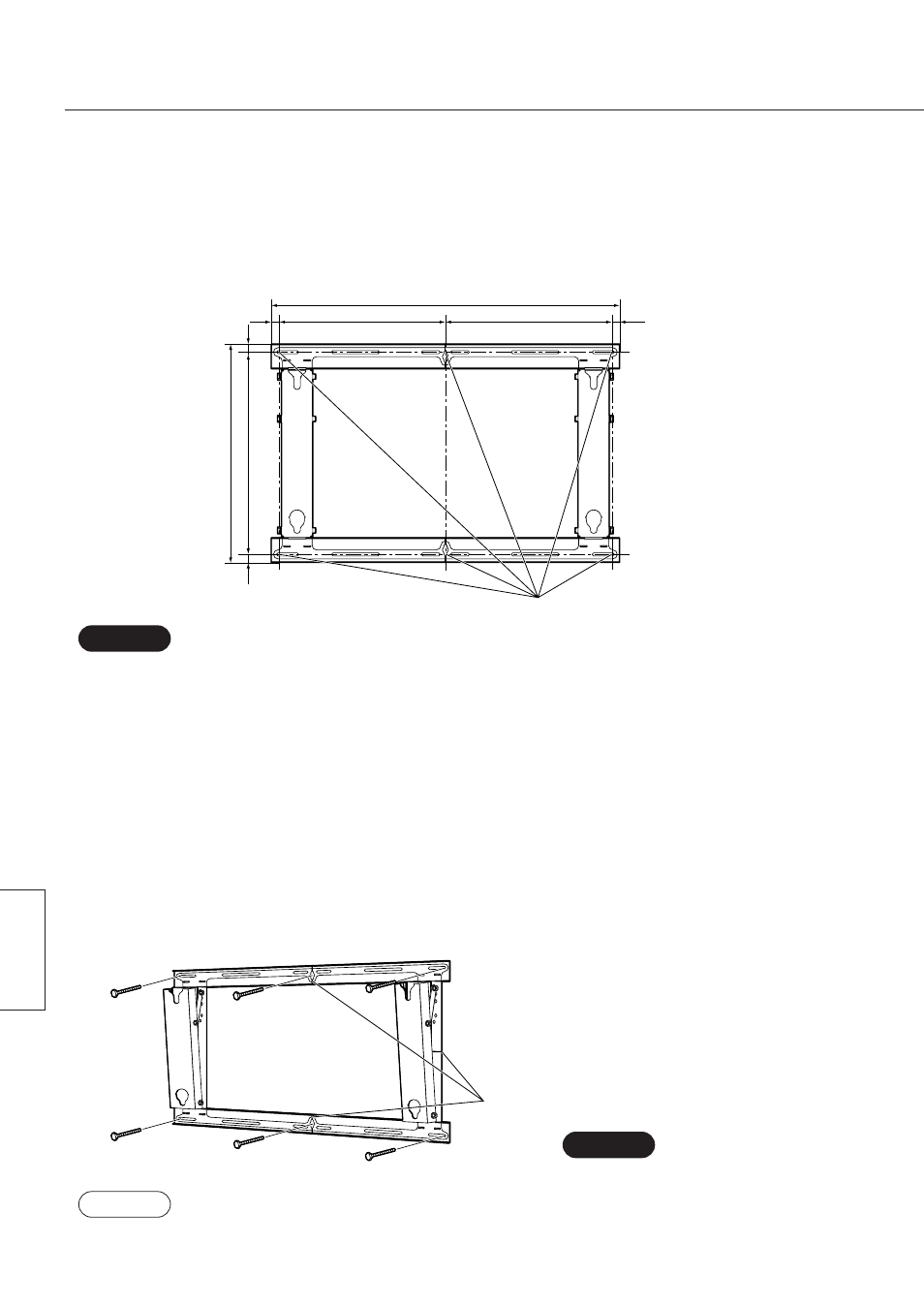 Åtgärder vid installationen, Kontrollera installationsplatsens styrka, Installera fästet för väggupphängning på väggen | Panasonic TYWK42PR7 User Manual | Page 40 / 58