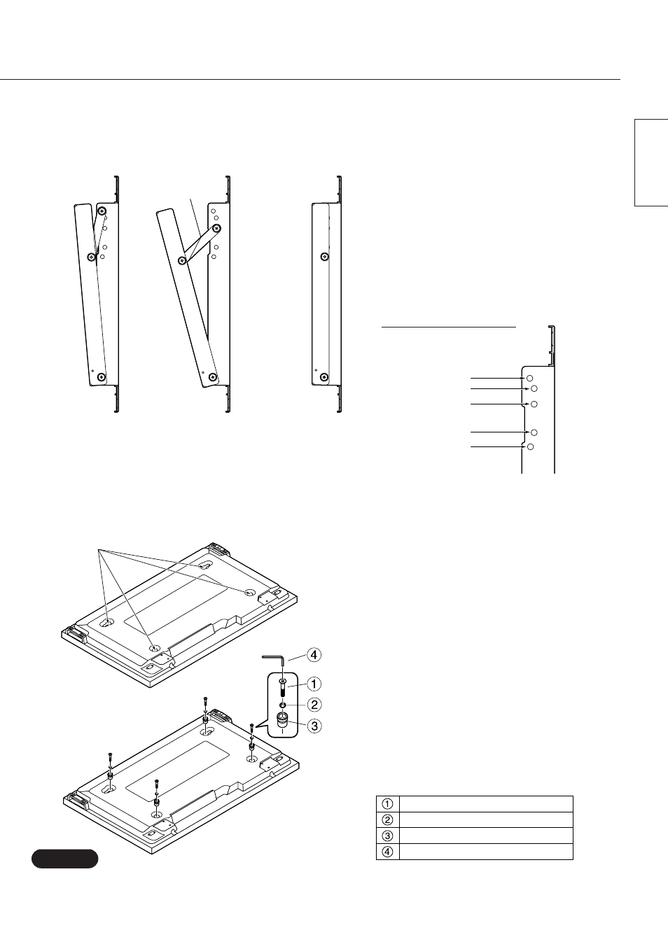 Adjusting the angle of the wall-hanging bracket, Prepare the plasma display, English | Attach the insulating spacers to the display | Panasonic TYWK42PR7 User Manual | Page 5 / 58