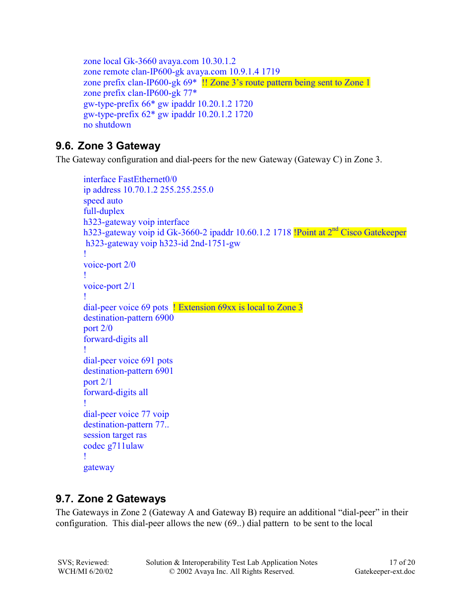 Zone 3 gateway, Zone 2 gateways | Avaya IP600 User Manual | Page 17 / 20