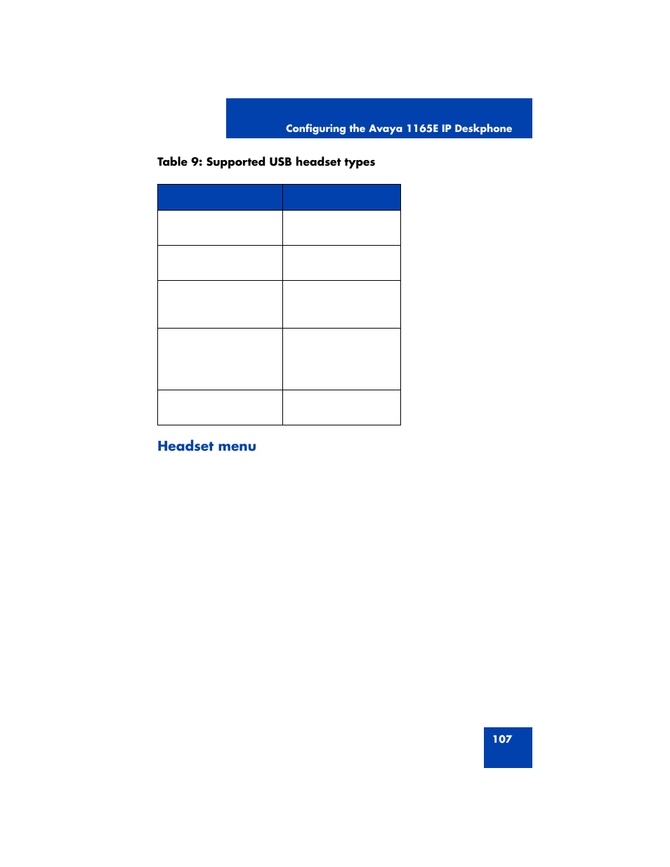 Headset menu | Avaya NN43170-100 User Manual | Page 107 / 378