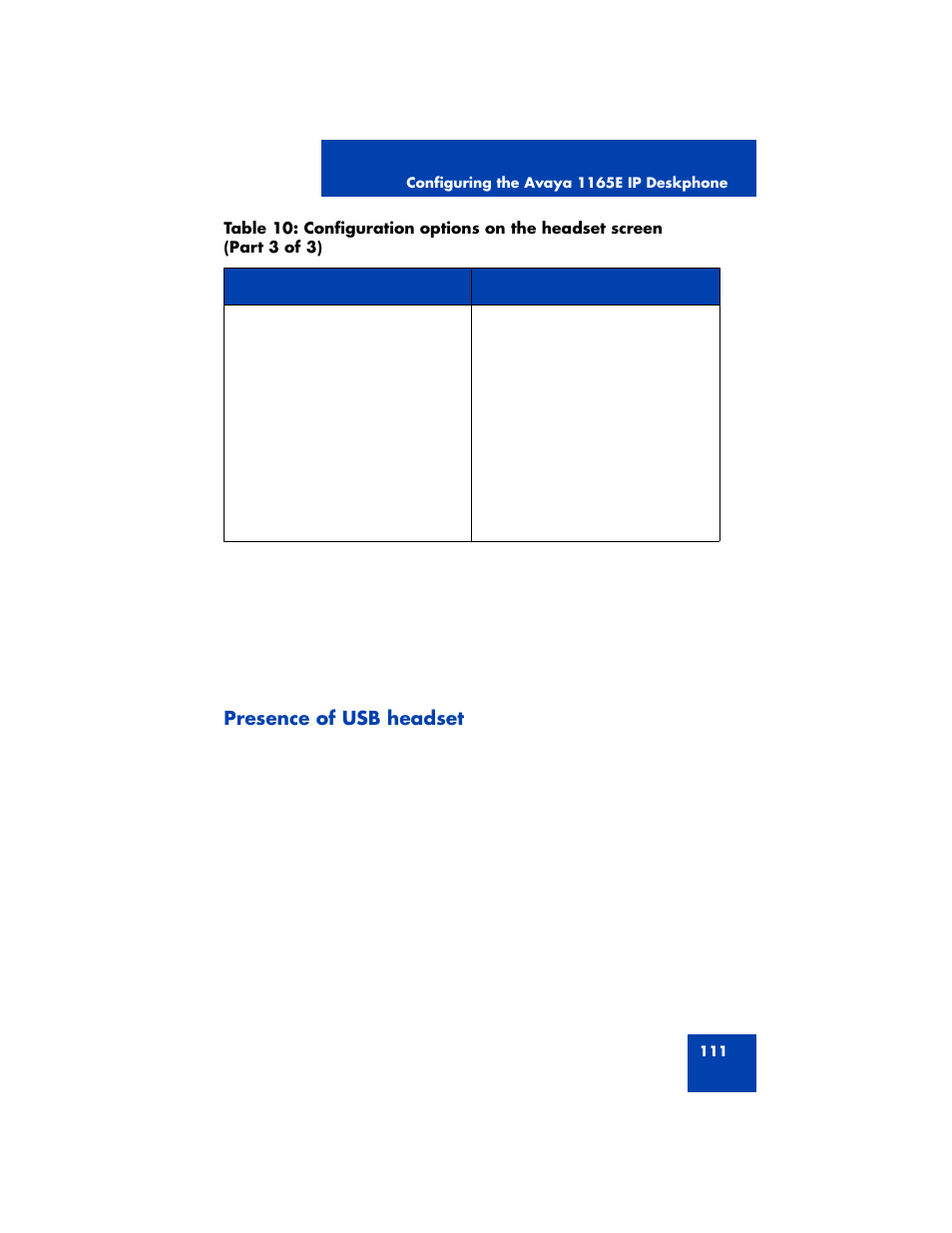 Presence of usb headset | Avaya NN43170-100 User Manual | Page 111 / 378