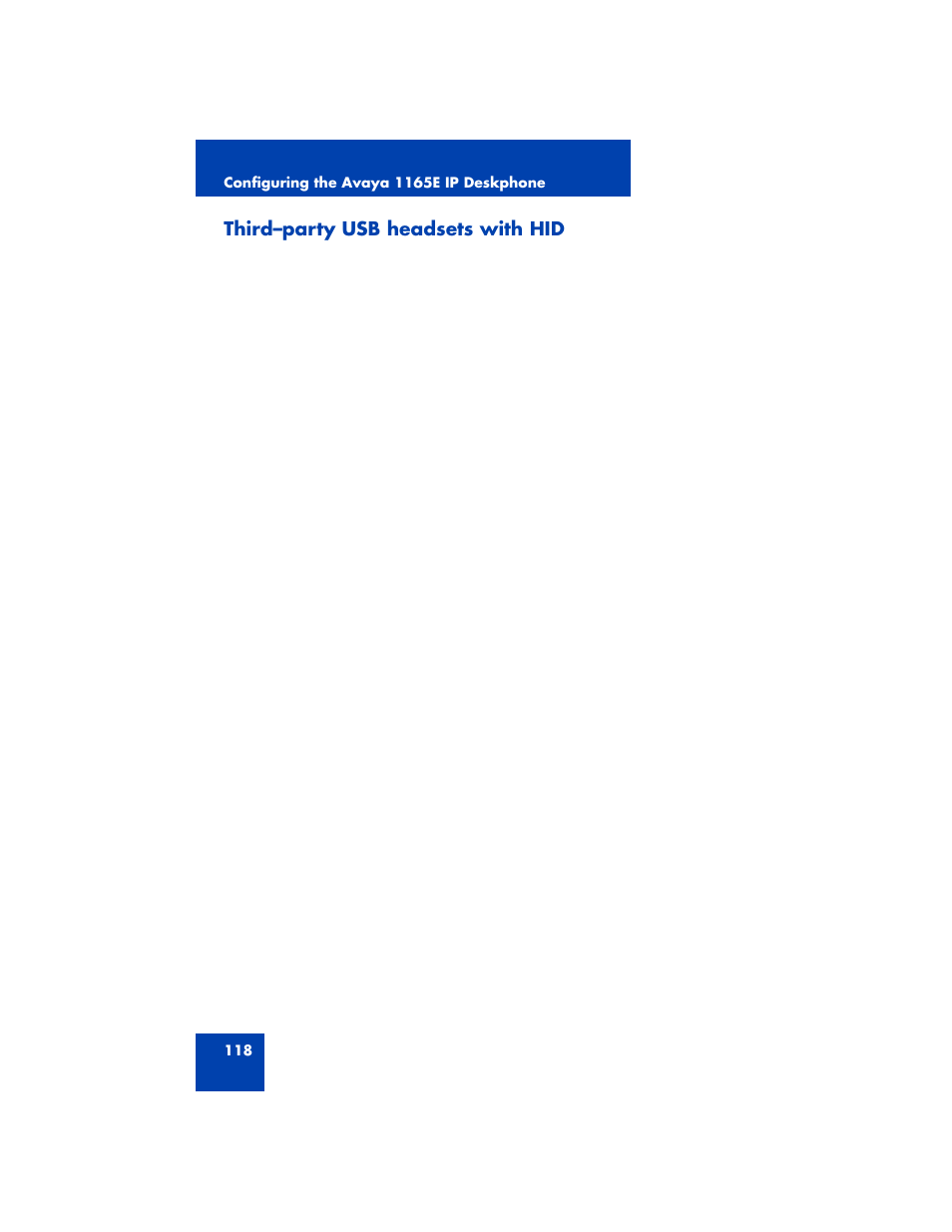 Third-party usb headsets with hid, Third–party usb headsets with hid | Avaya NN43170-100 User Manual | Page 118 / 378