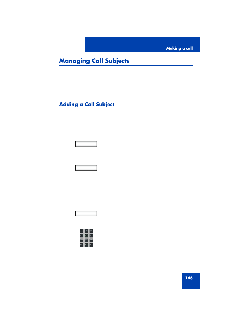 Managing call subjects, Adding a call subject | Avaya NN43170-100 User Manual | Page 145 / 378