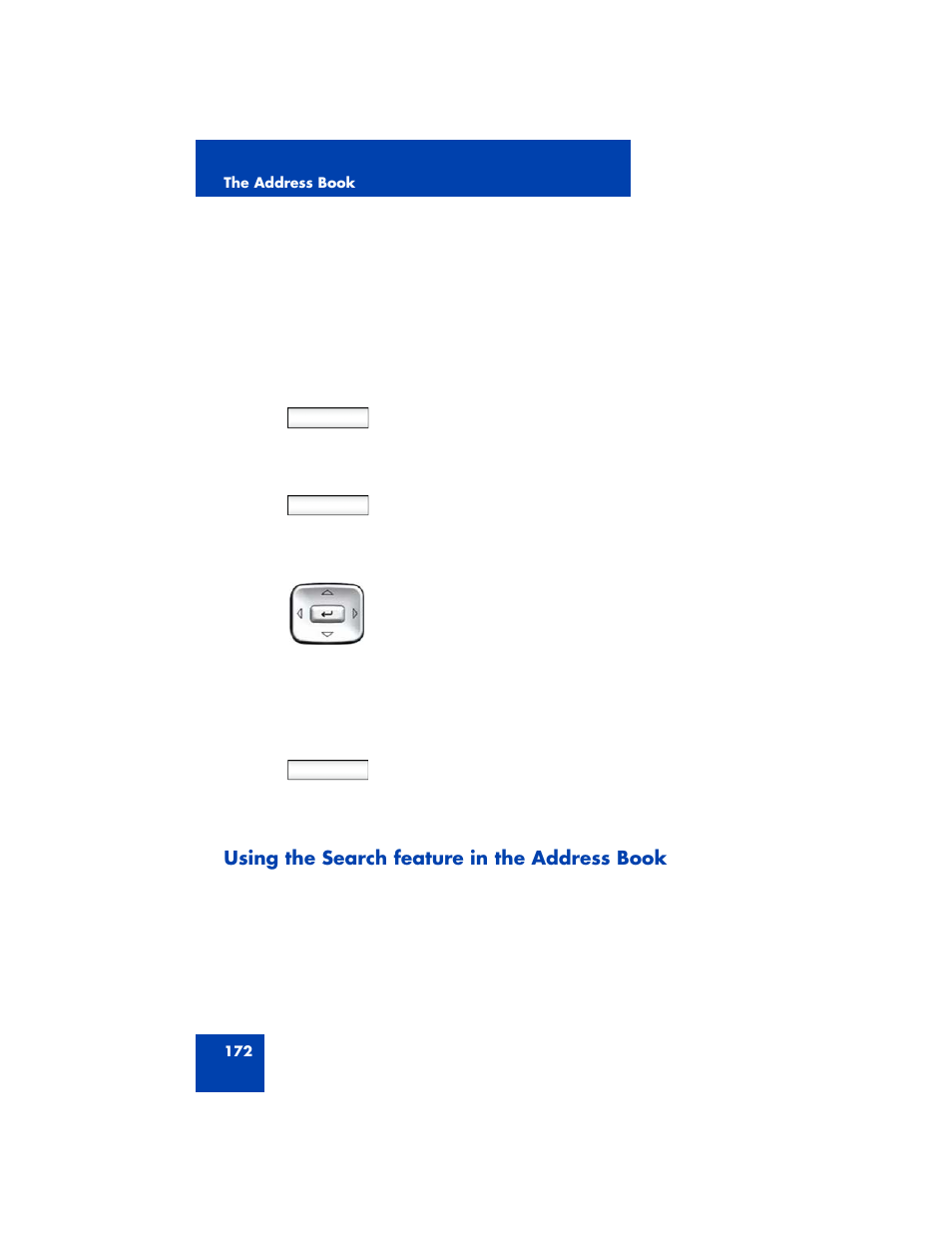 Using the search feature in the address book | Avaya NN43170-100 User Manual | Page 172 / 378