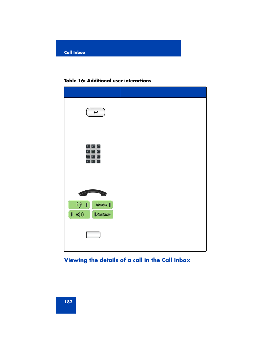 Viewing the details of a call in the call inbox, Viewing the details of a call in | Avaya NN43170-100 User Manual | Page 182 / 378