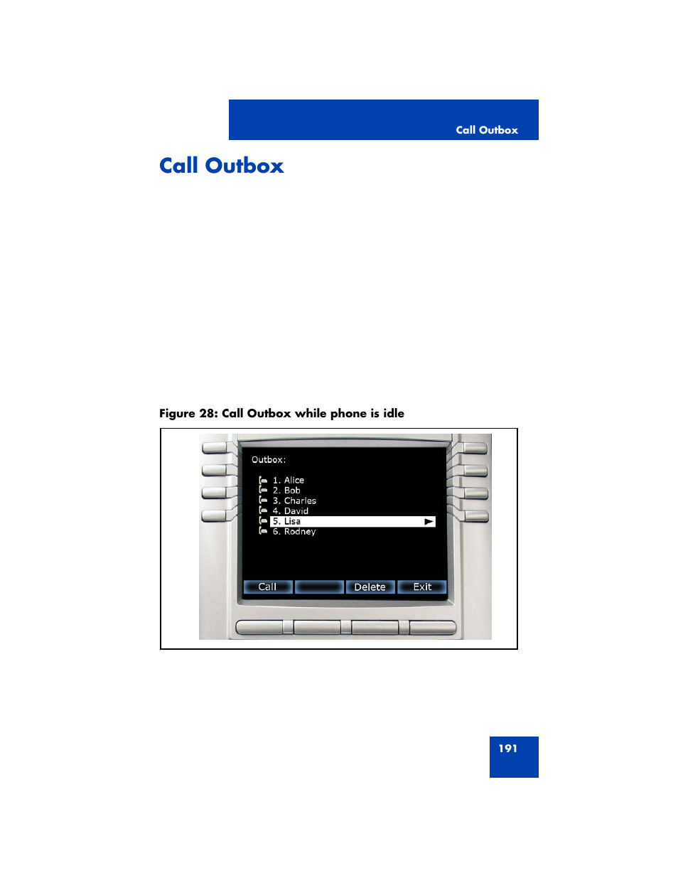 Call outbox | Avaya NN43170-100 User Manual | Page 191 / 378