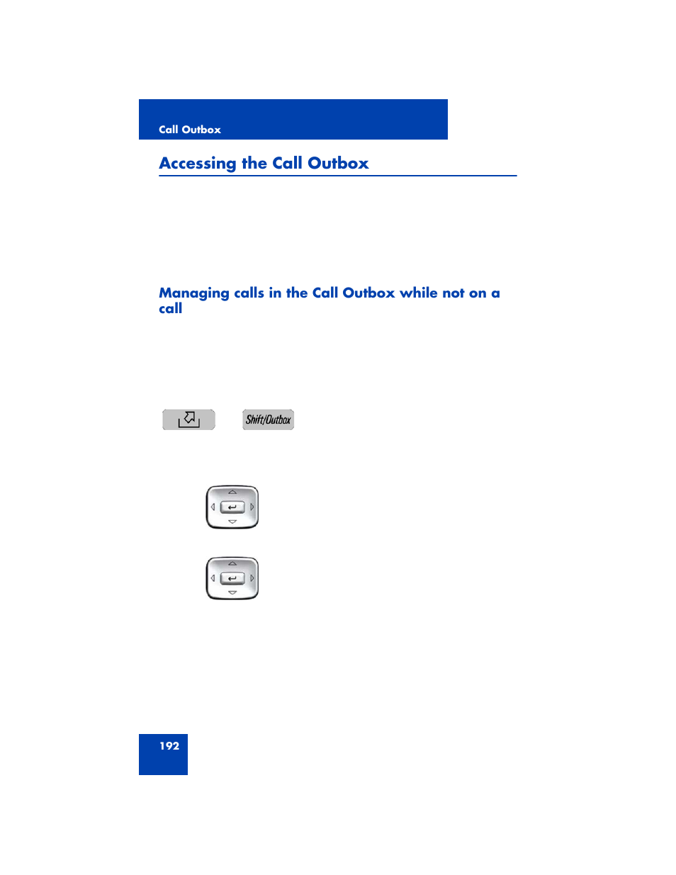 Accessing the call outbox | Avaya NN43170-100 User Manual | Page 192 / 378