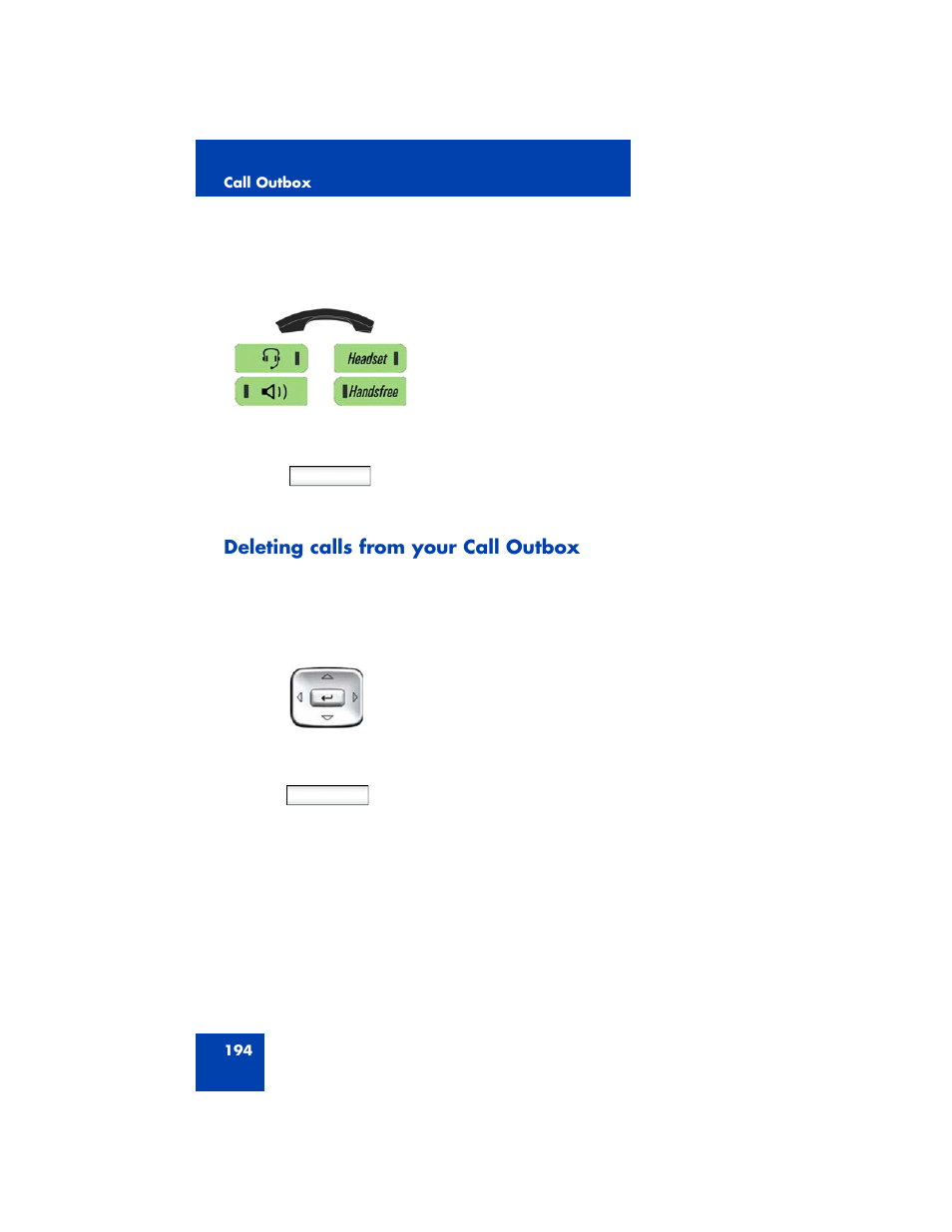 Deleting calls from your call outbox, Deleting calls | Avaya NN43170-100 User Manual | Page 194 / 378