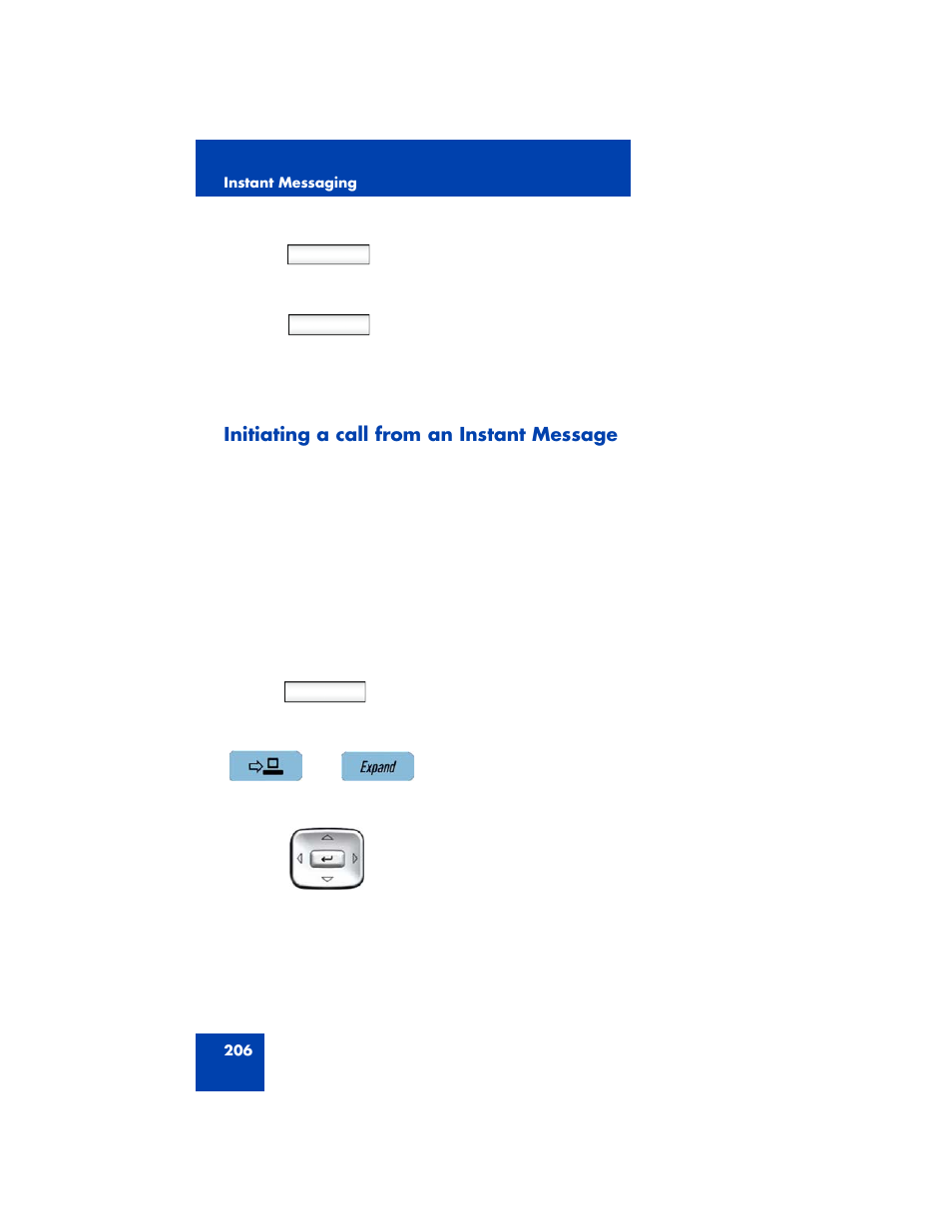 Initiating a call from an instant message, Initiating a call from an instant | Avaya NN43170-100 User Manual | Page 206 / 378