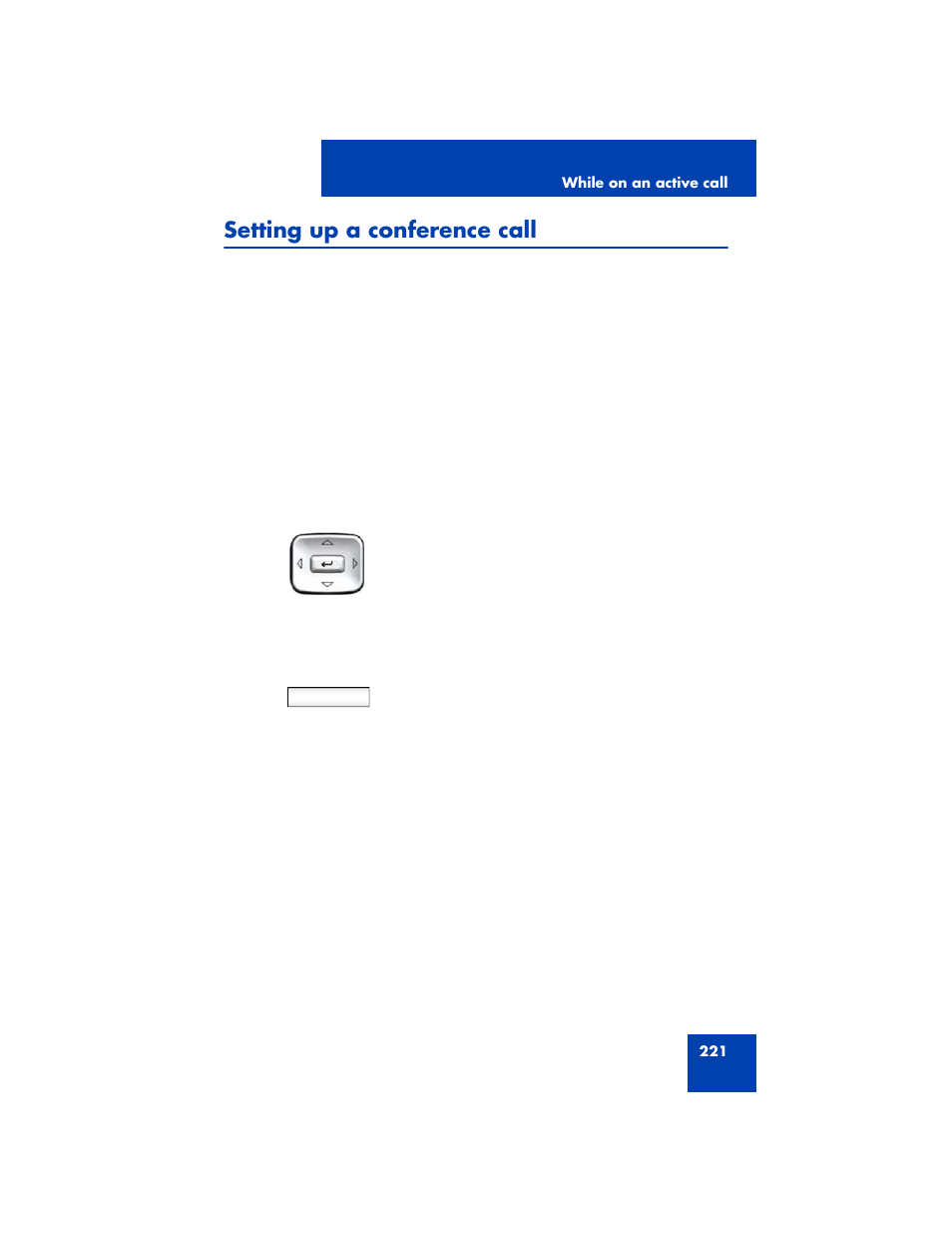 Setting up a conference call, Setting up a | Avaya NN43170-100 User Manual | Page 221 / 378