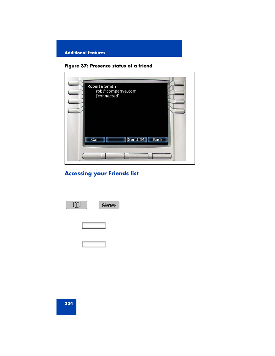 Accessing your friends list, To check the online | Avaya NN43170-100 User Manual | Page 234 / 378