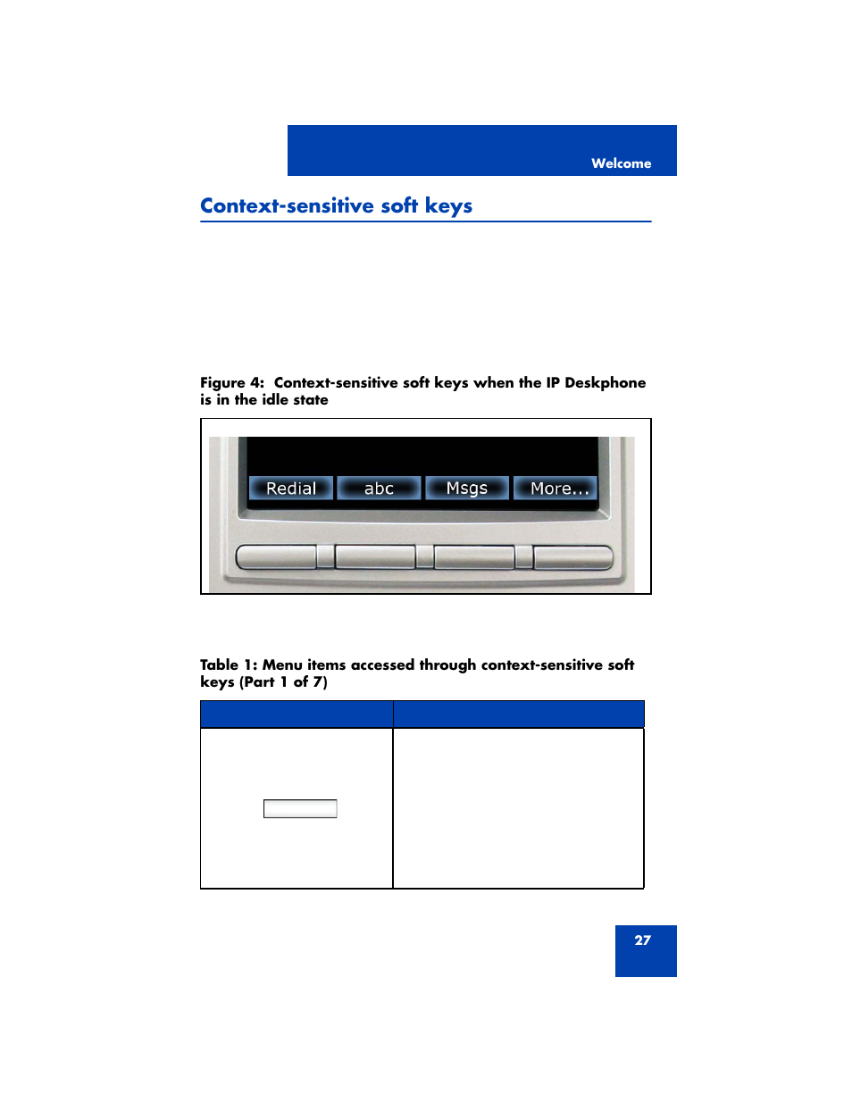 Context-sensitive soft keys | Avaya NN43170-100 User Manual | Page 27 / 378