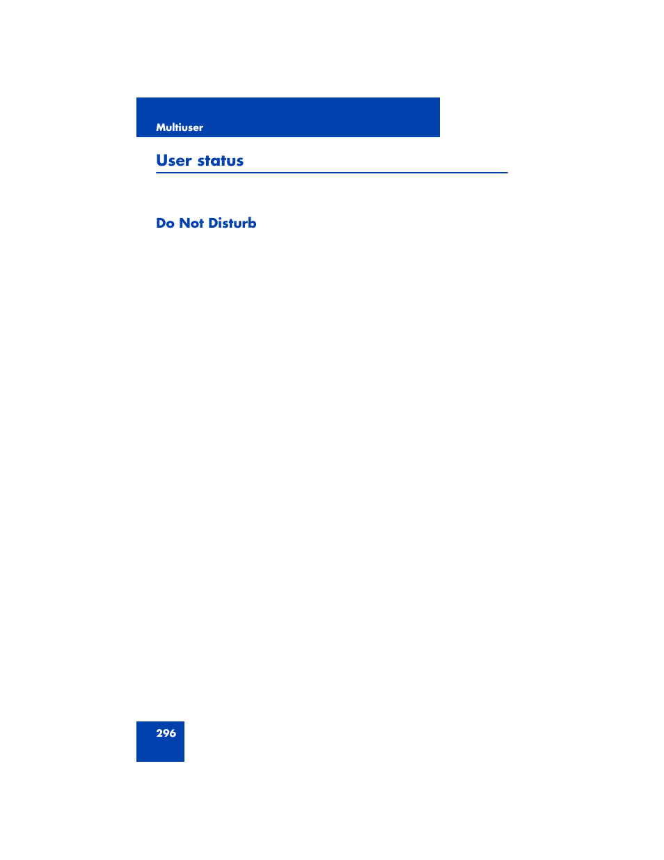 User status, Do not disturb | Avaya NN43170-100 User Manual | Page 296 / 378