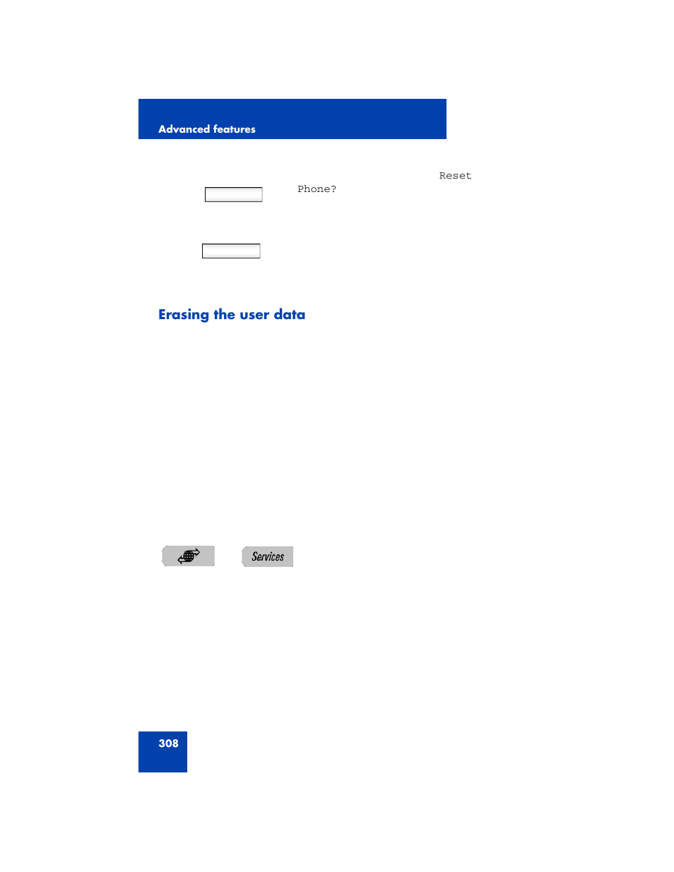 Erasing the user data, Erasing the user data” on | Avaya NN43170-100 User Manual | Page 308 / 378