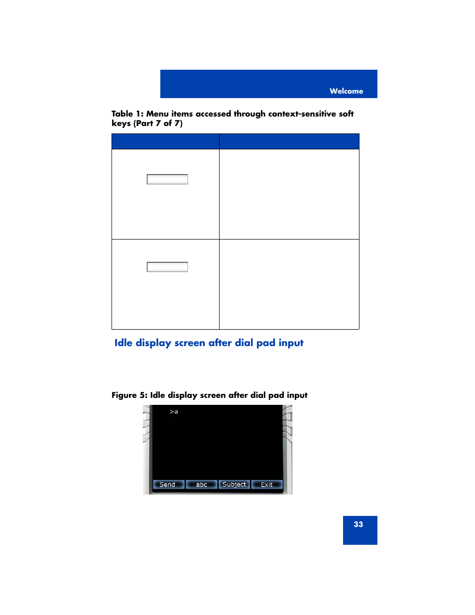 Idle display screen after dial pad input | Avaya NN43170-100 User Manual | Page 33 / 378