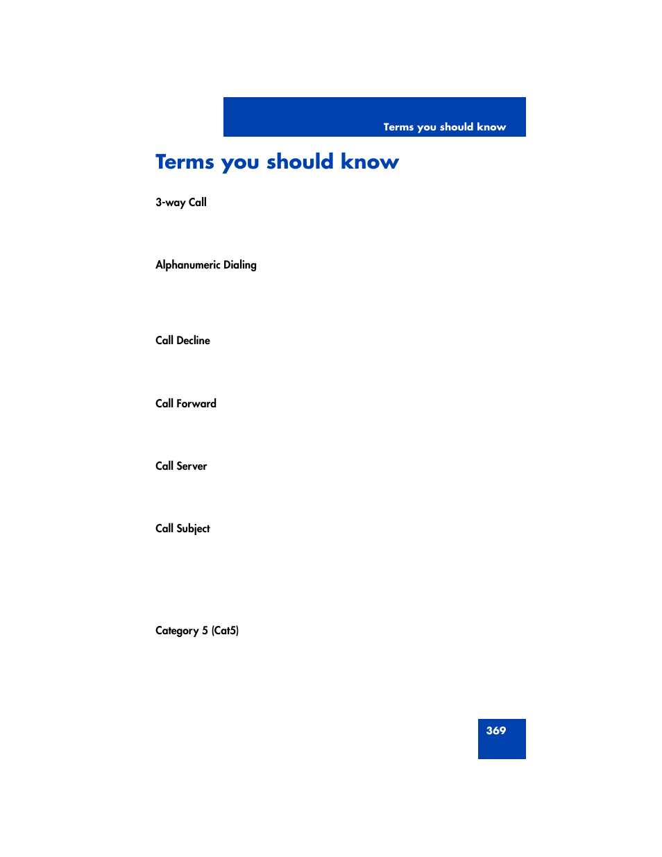 Terms you should know | Avaya NN43170-100 User Manual | Page 369 / 378