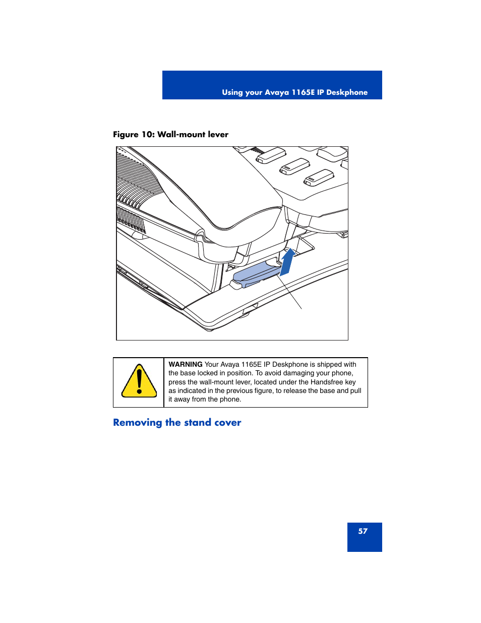 Removing the stand cover | Avaya NN43170-100 User Manual | Page 57 / 378