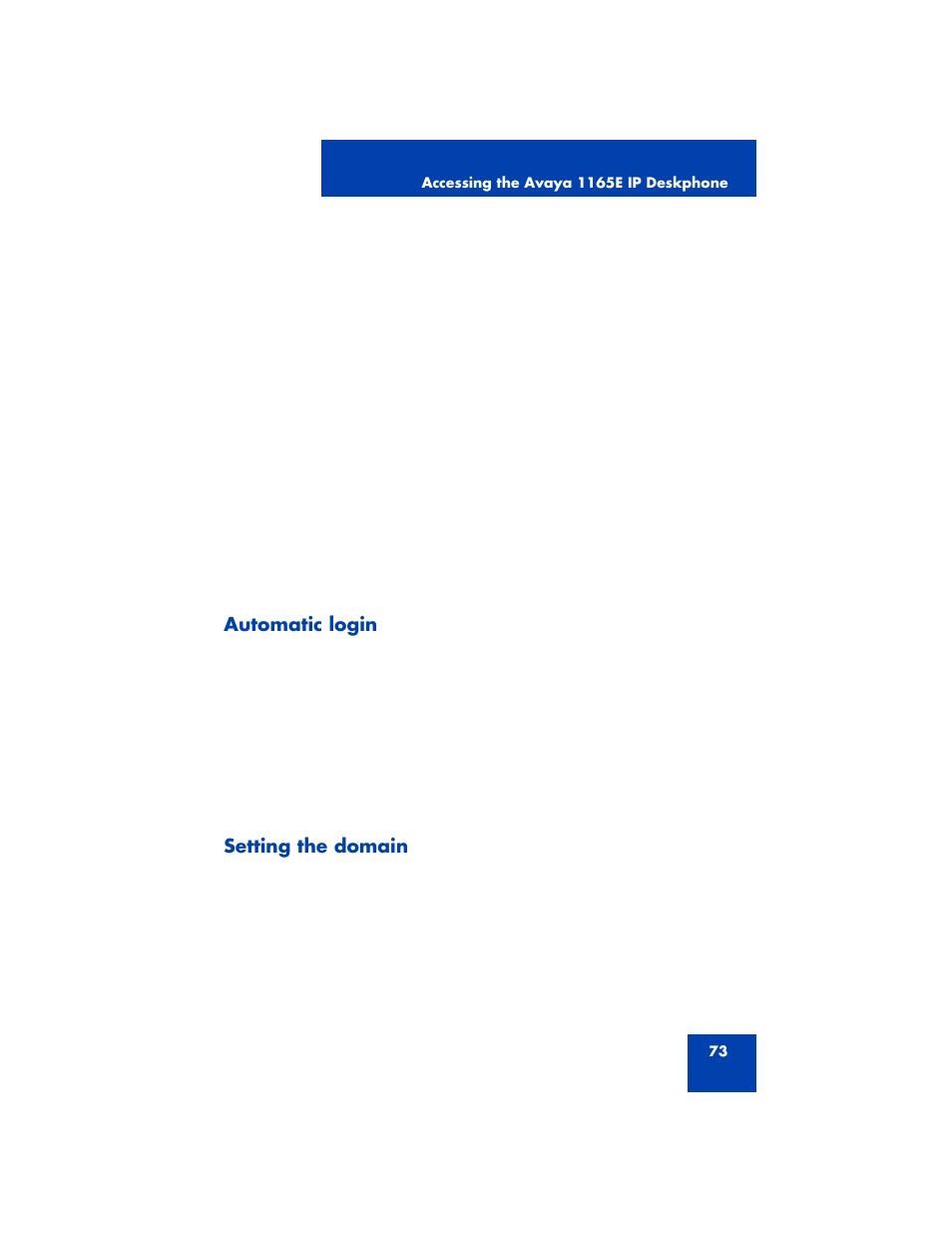 Automatic login, Setting the domain | Avaya NN43170-100 User Manual | Page 73 / 378