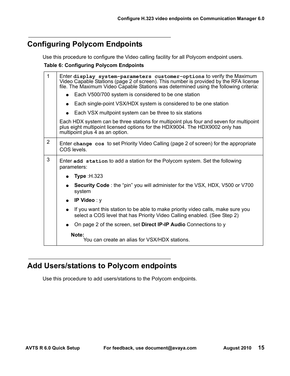 Configuring polycom endpoints, Add users/stations to polycom endpoints | Avaya 16-300310 User Manual | Page 15 / 25