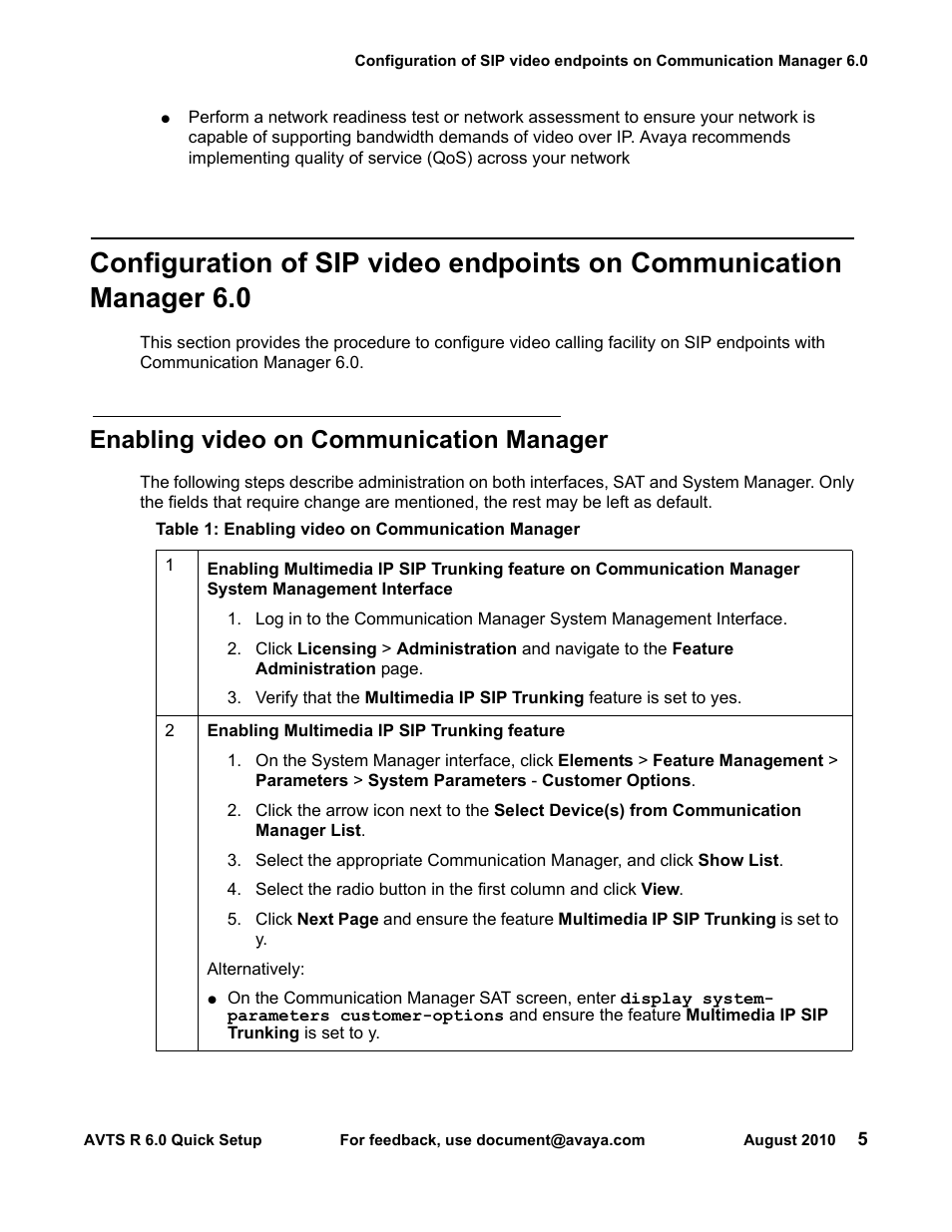 Enabling video on communication manager | Avaya 16-300310 User Manual | Page 5 / 25