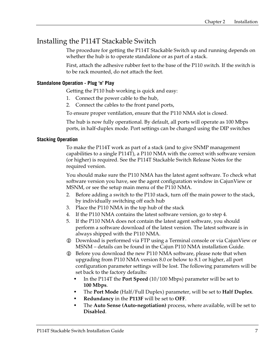 Installing the p114t stackable switch | Avaya P114T User Manual | Page 9 / 16
