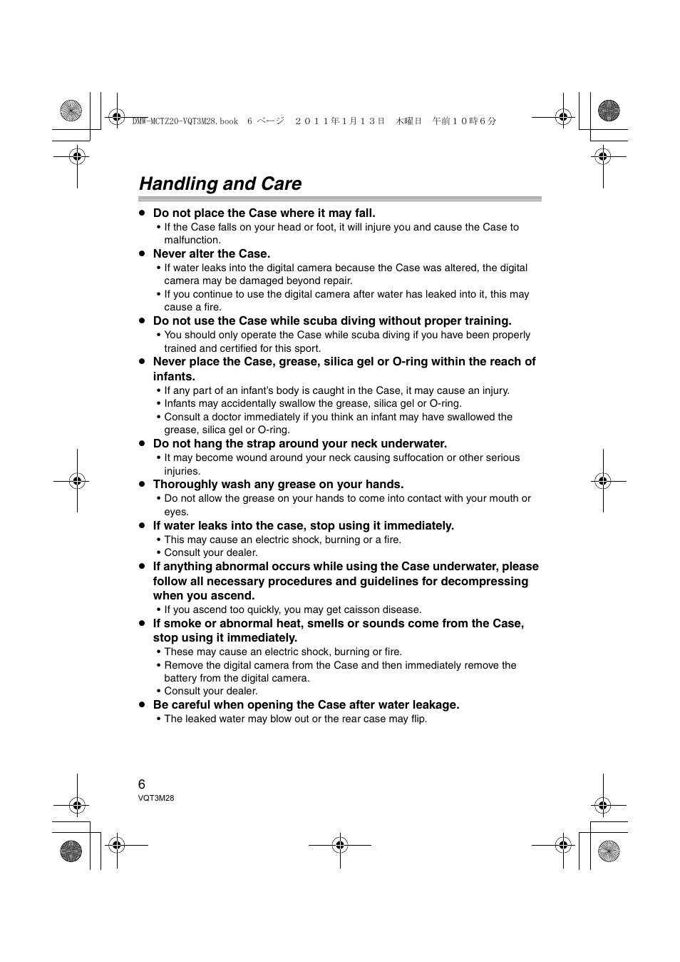 Handling and care | Panasonic DMWMCTZ20PP User Manual | Page 6 / 184